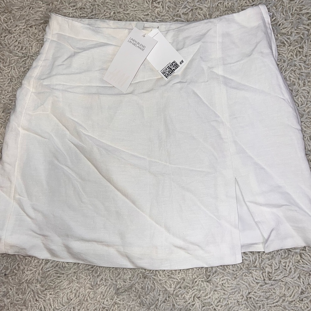 Linen blend mini skirt